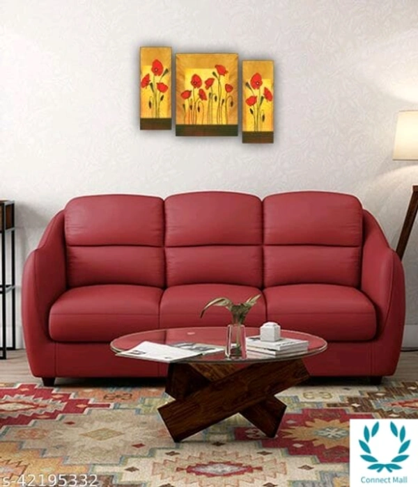 Set of 3 pieces Flowers UV wall Decor & Gifting painting - Ready To Mount - Wood, Pack of1